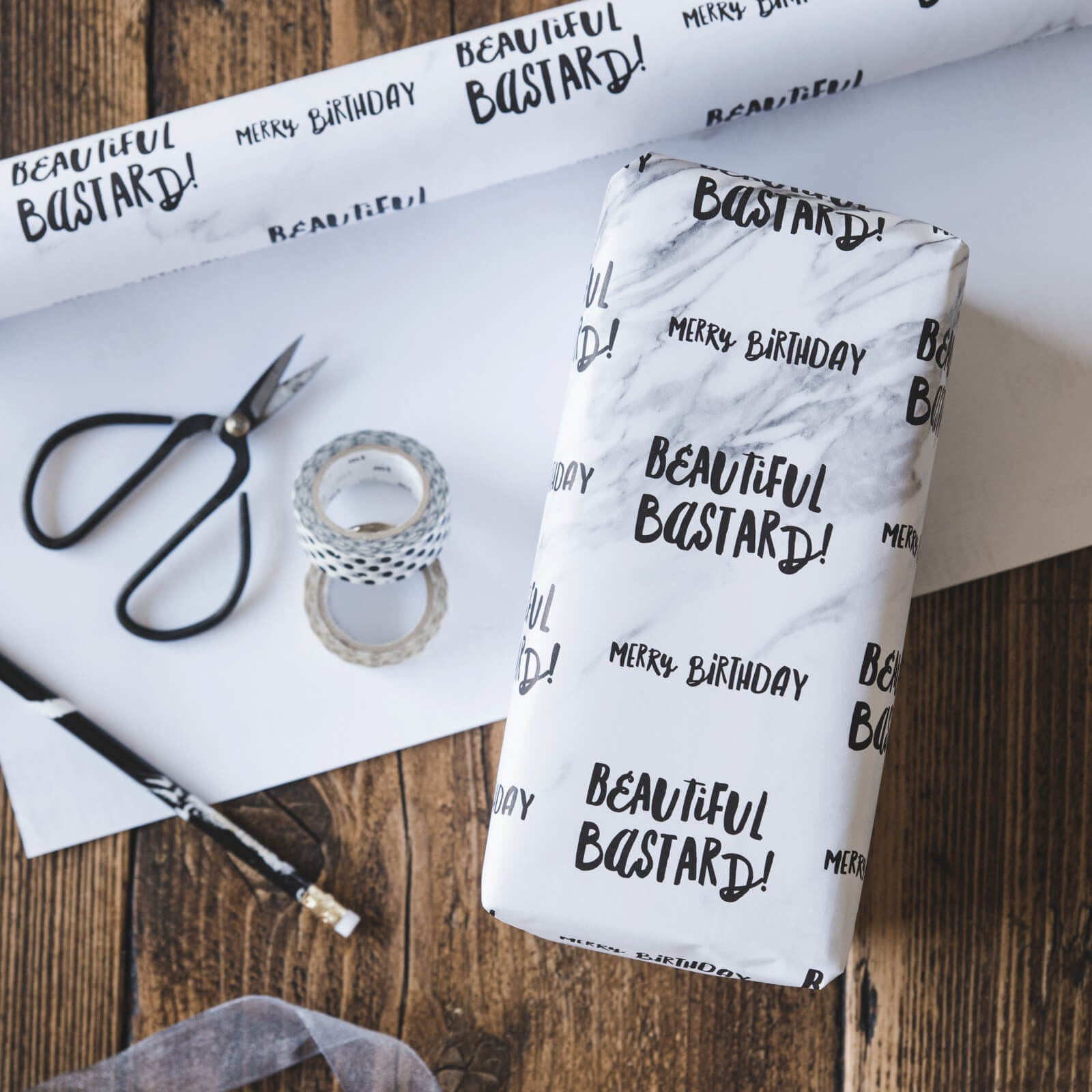 &#39;Beautiful Bastard&#39; Funny Birthday Wrapping Paper - I am Nat Ltd - Gift Wrap