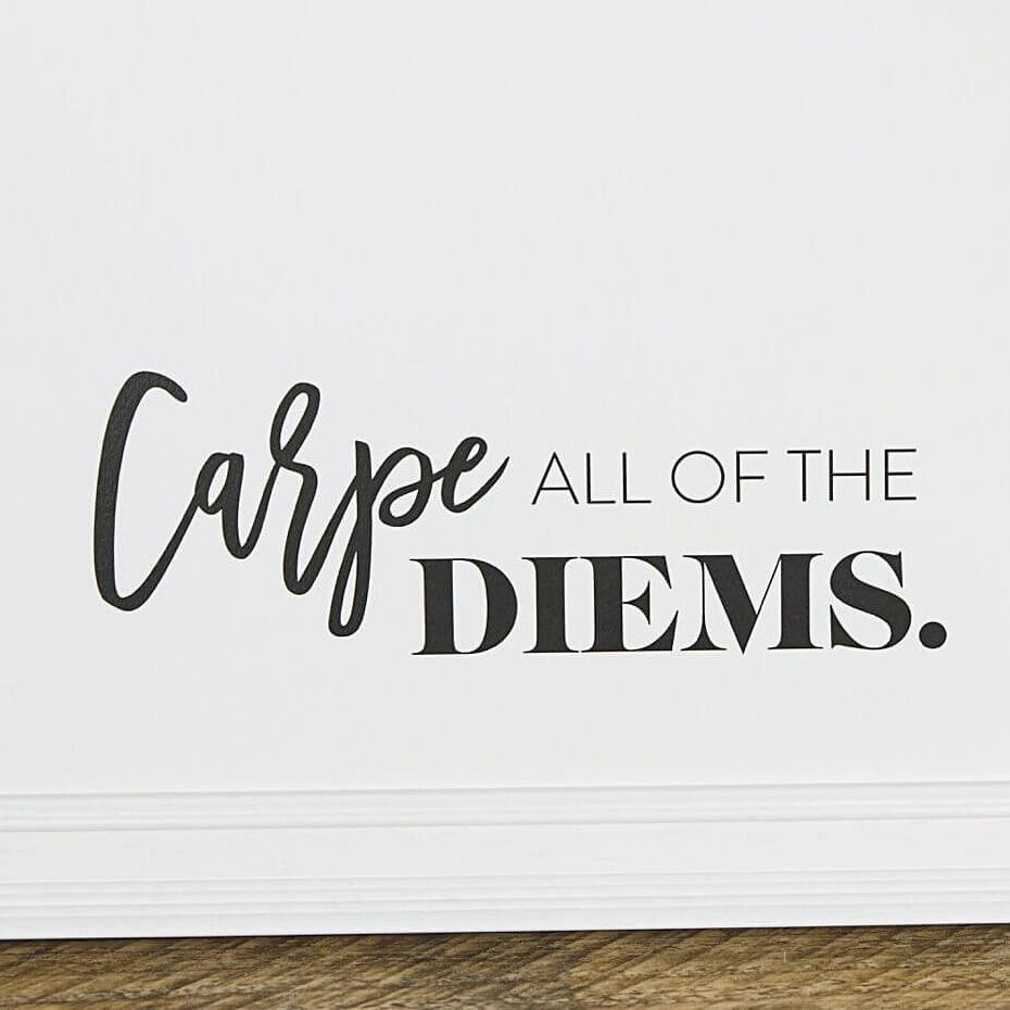 'Carpe All Of The Diems' Black And White Motivational Typography Print - I am Nat Ltd - Print