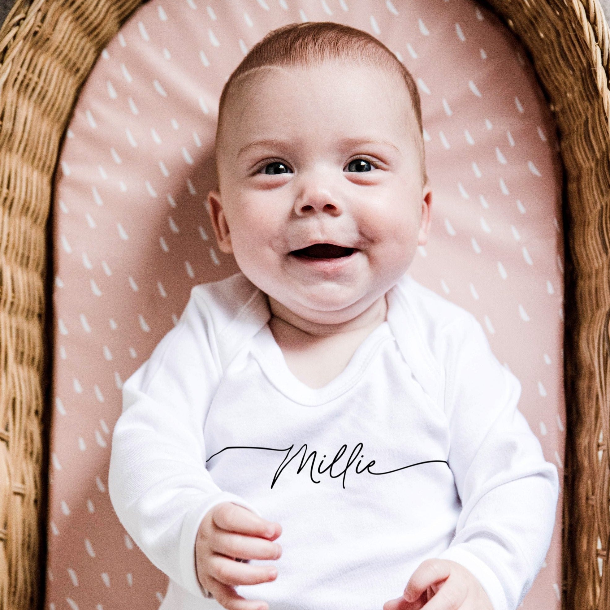 Delicate Script Name Personalised Babygrow - I am Nat Ltd - Baby Grow