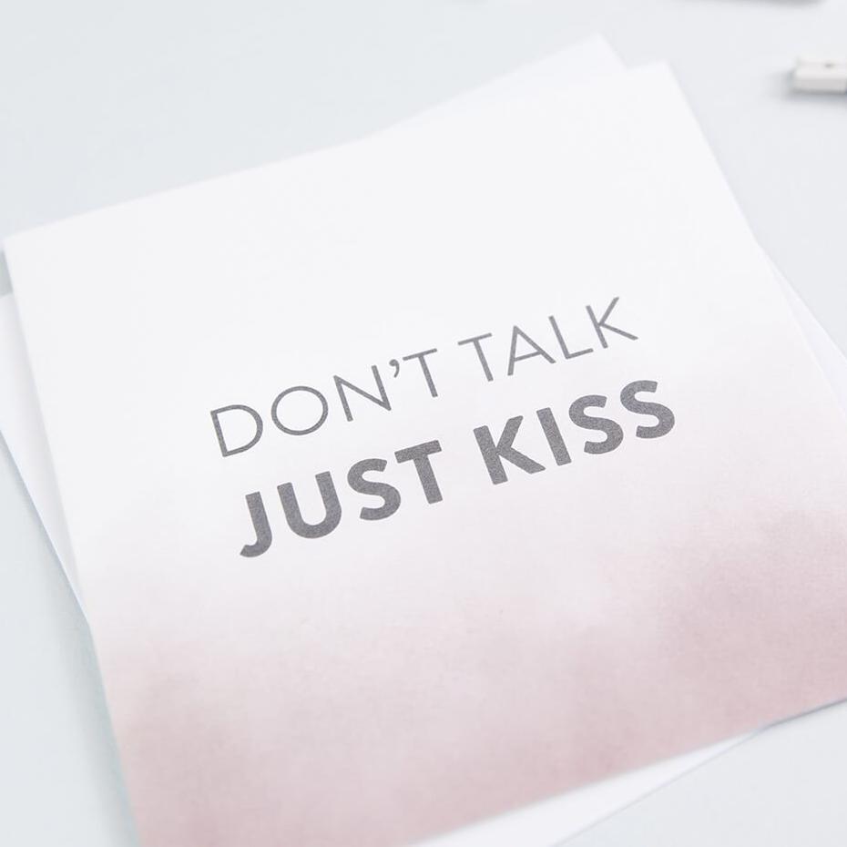 ‘Don’t Talk Just Kiss’ Anniversary Card - I am Nat Ltd - Greeting Card