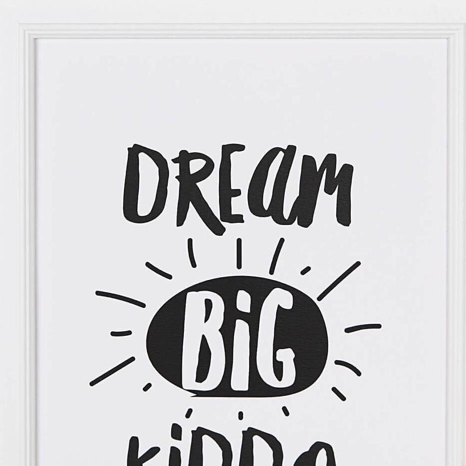 'Dream Big Kiddo' Monochrome Typographic Nursery Print - I am Nat Ltd - Print