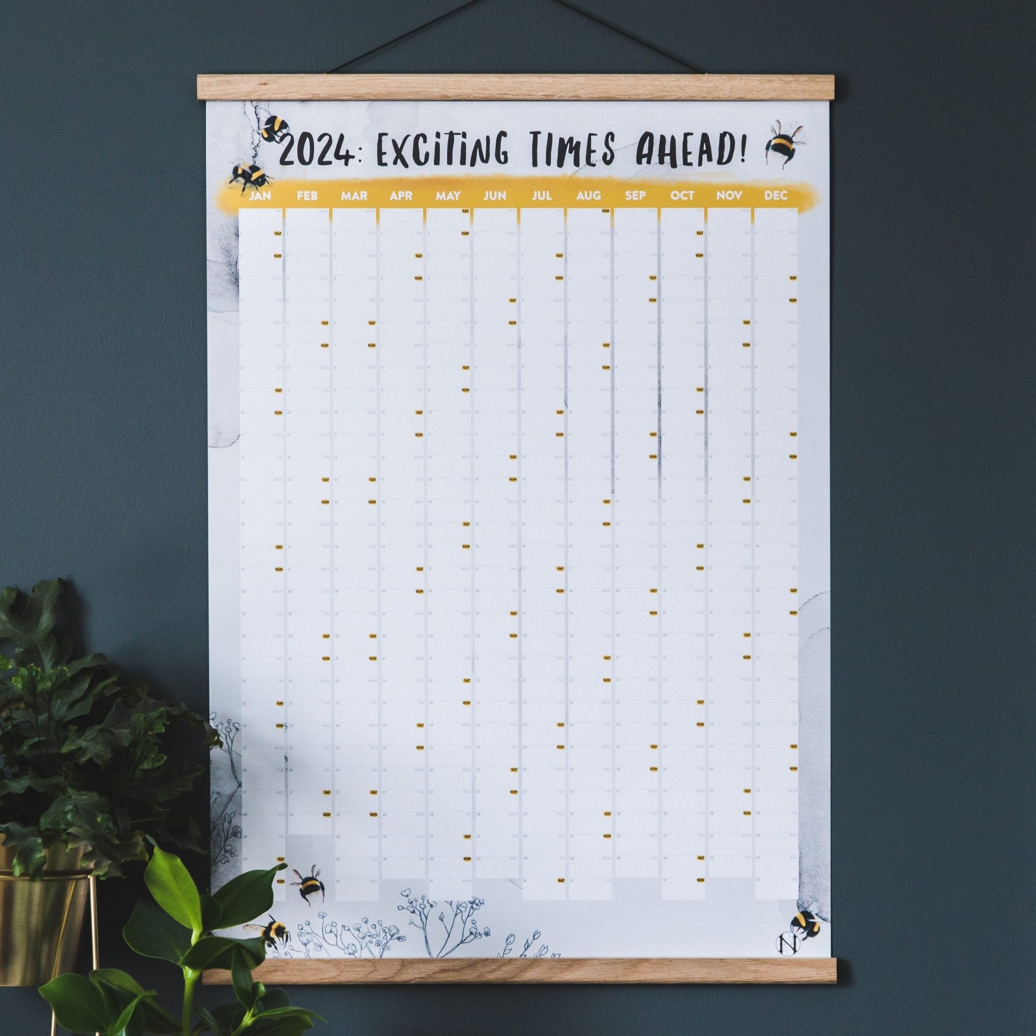 Exciting Times Ahead Bumblebee 2024 Wall Planner - I am Nat Ltd - Wall Planner