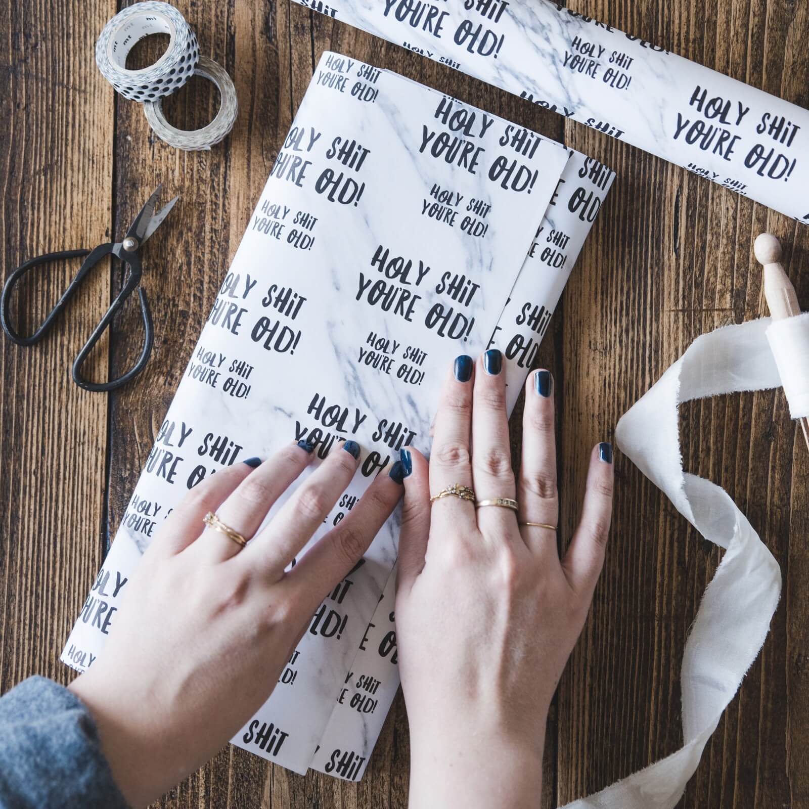 Funny Birthday Wrapping Paper &#39;Holy Shit You&#39;re Old!&#39; - I am Nat Ltd - Gift Wrap