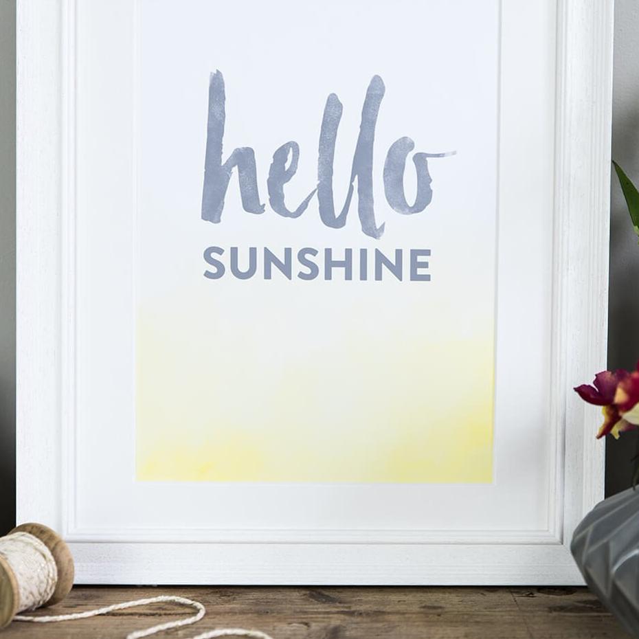 &#39;Hello Sunshine&#39; Typographic Wall Art Print - I am Nat Ltd - Print