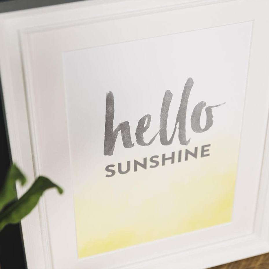 'Hello Sunshine' Typographic Wall Art Print - I am Nat Ltd - Print