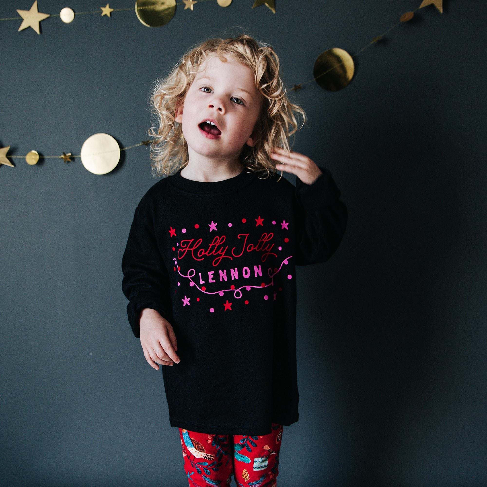 Holly Jolly Personalised Children&#39;s Christmas T-Shirt - I am Nat Ltd - Children&#39;s T-Shirt