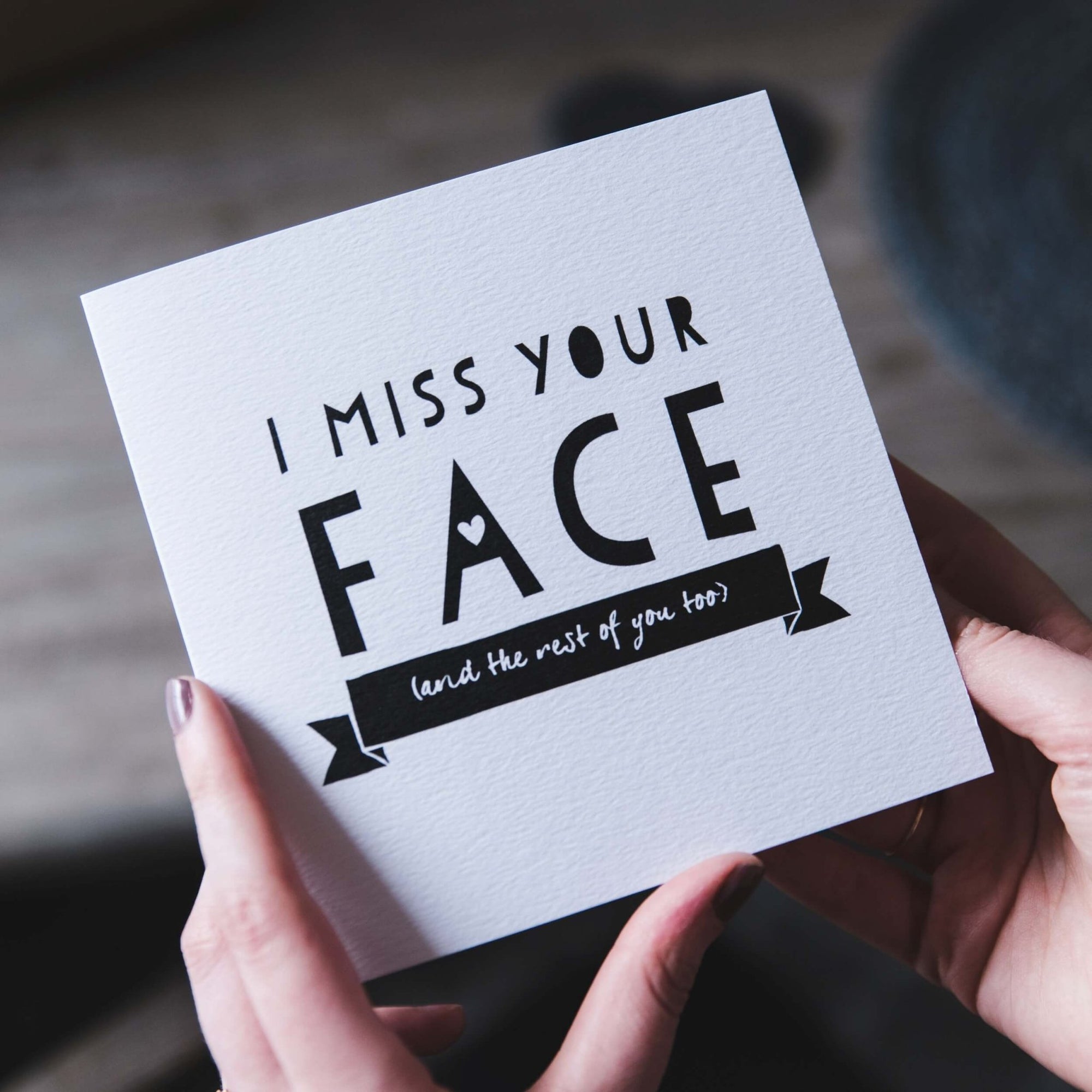 &#39;I Miss Your Face&#39; Funny Long Distance Card - I am Nat Ltd - Greeting Card