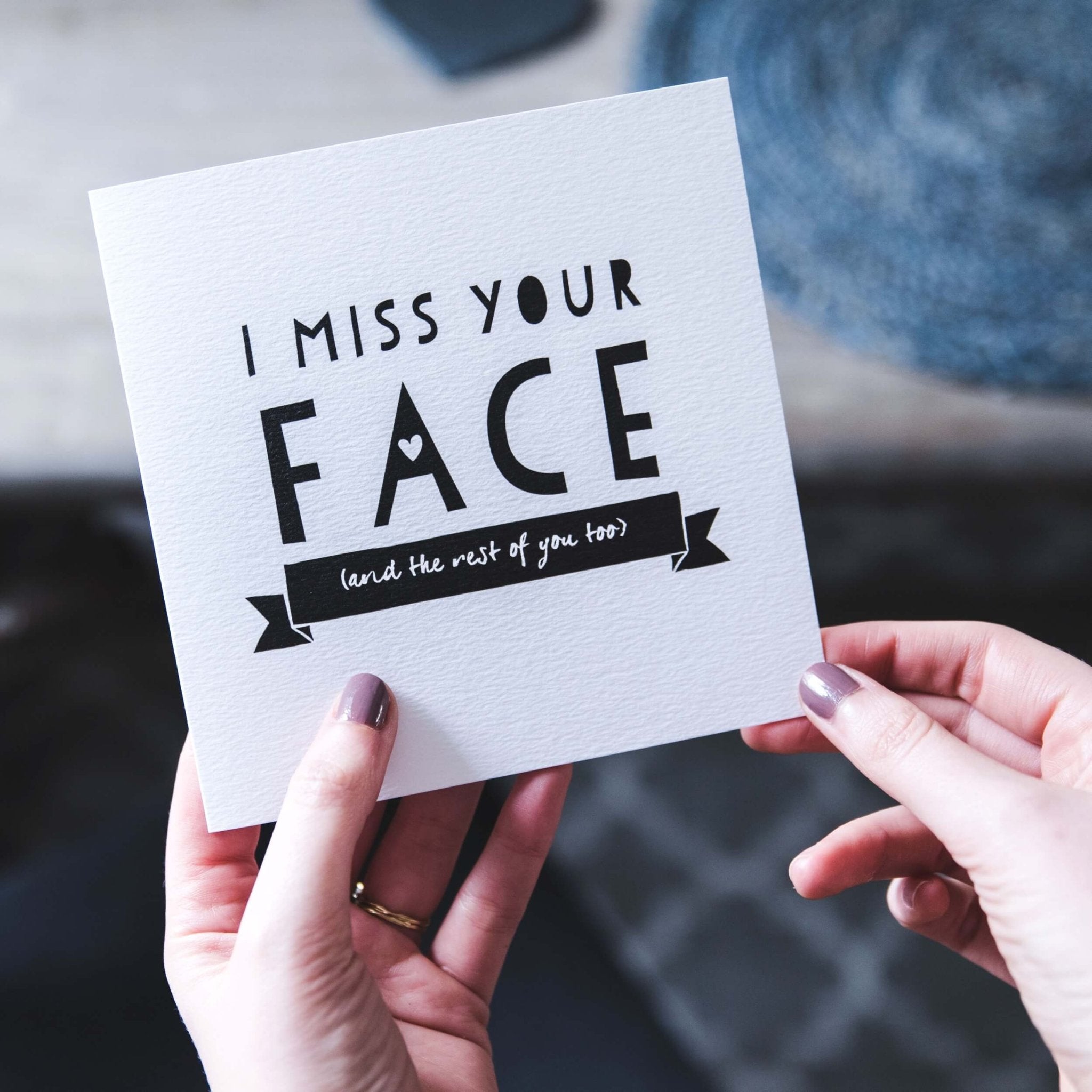 'I Miss Your Face' Funny Long Distance Card - I am Nat Ltd - Greeting Card