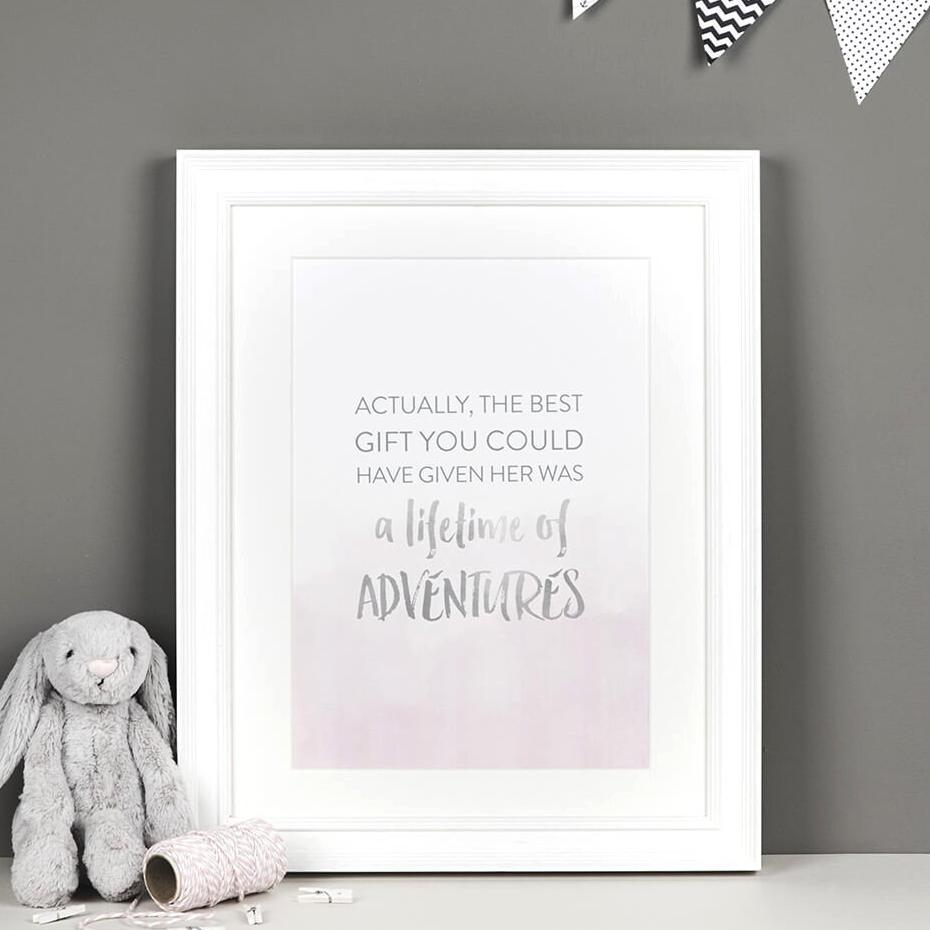 'Lifetime Of Adventures' Typographic Nursery Print - I am Nat Ltd - Print