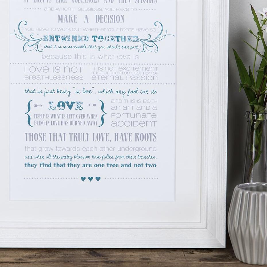 &#39;Love Is A Temporary Madness&#39; Typographic Wedding And Anniversary Print - I am Nat Ltd - Print