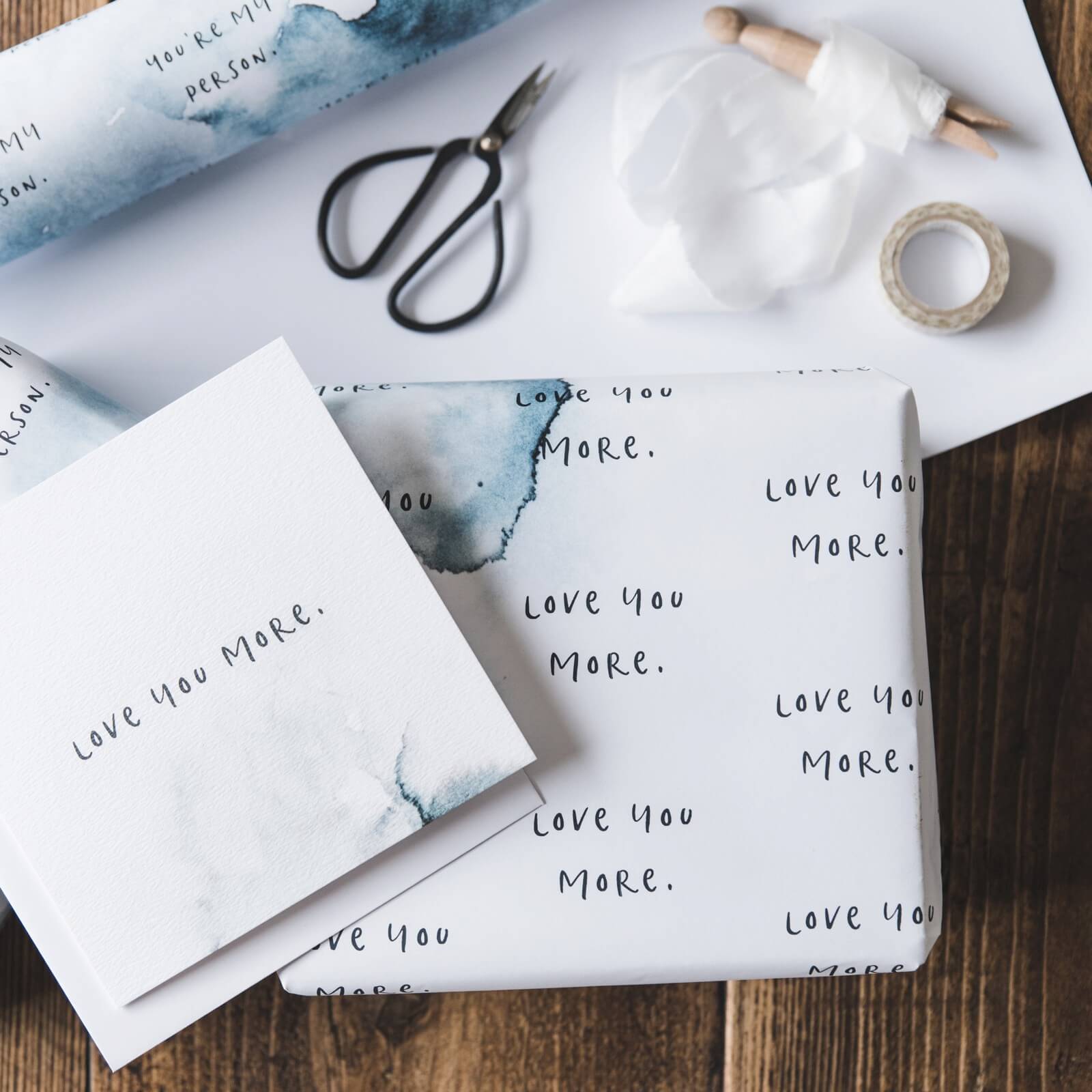 'Love You More' Anniversary and Valentine's Gift Wrap - I am Nat Ltd - Gift Wrap