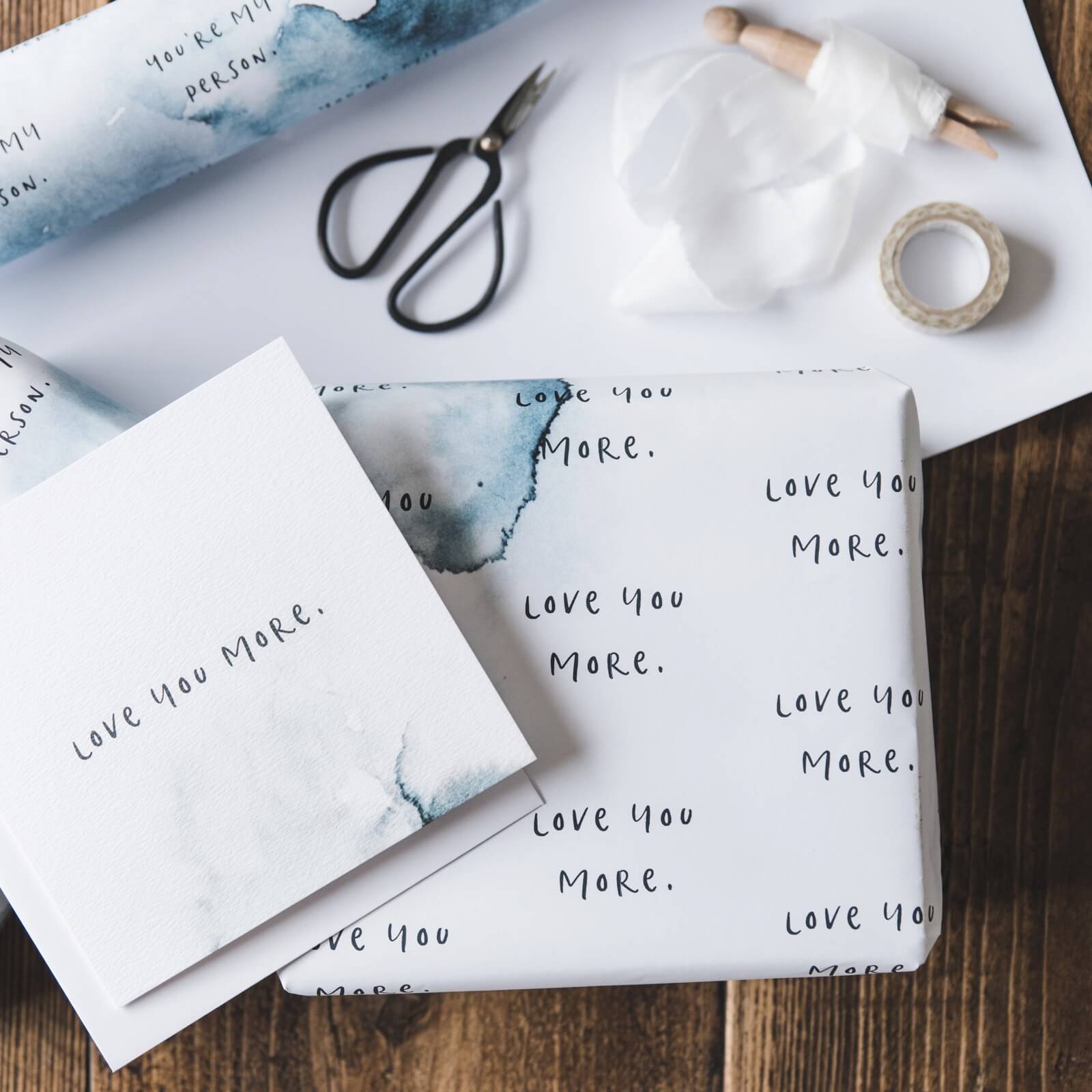 &#39;Love You More&#39; Anniversary and Valentine&#39;s Gift Wrap - I am Nat Ltd - Gift Wrap