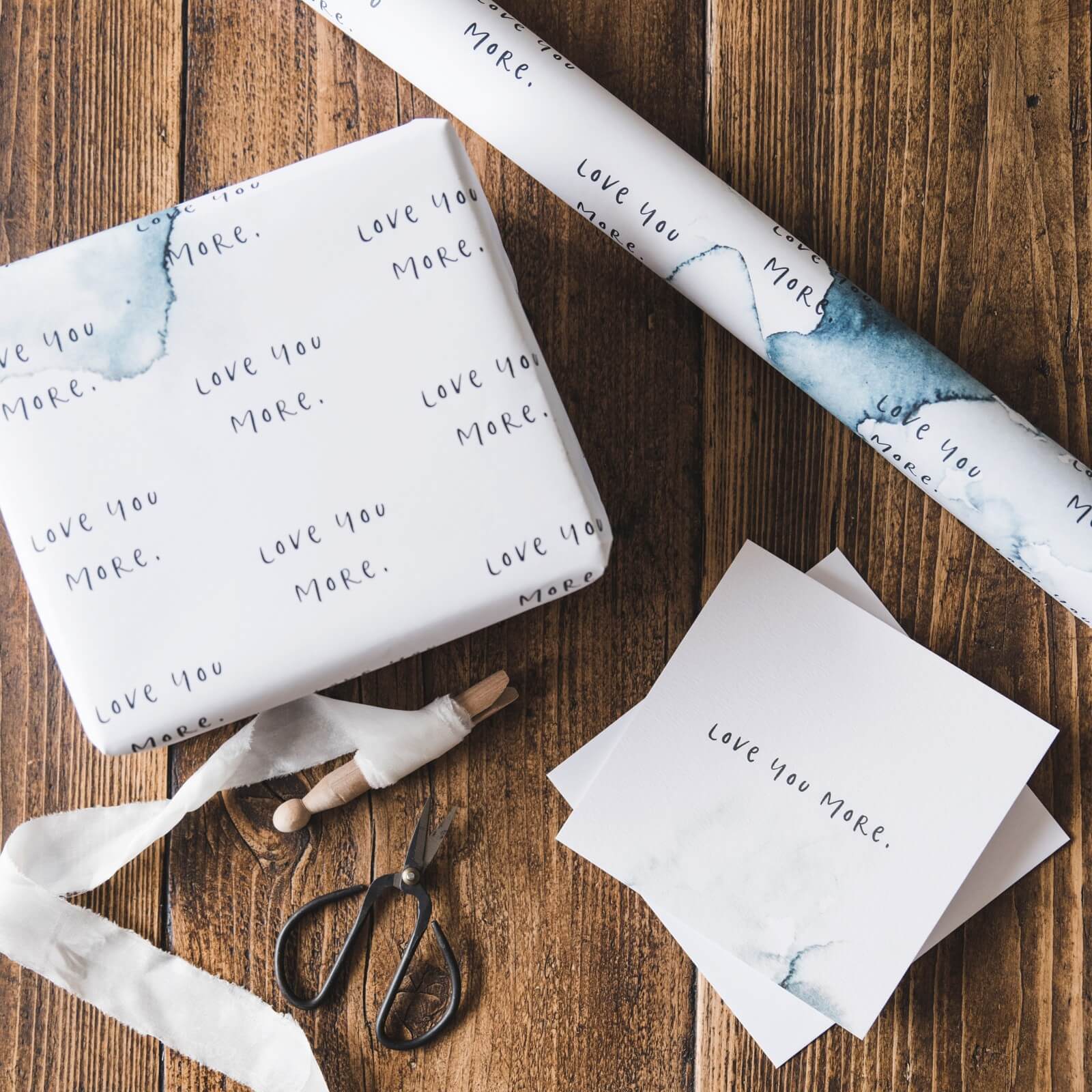 'Love You More' Anniversary and Valentine's Gift Wrap - I am Nat Ltd - Gift Wrap