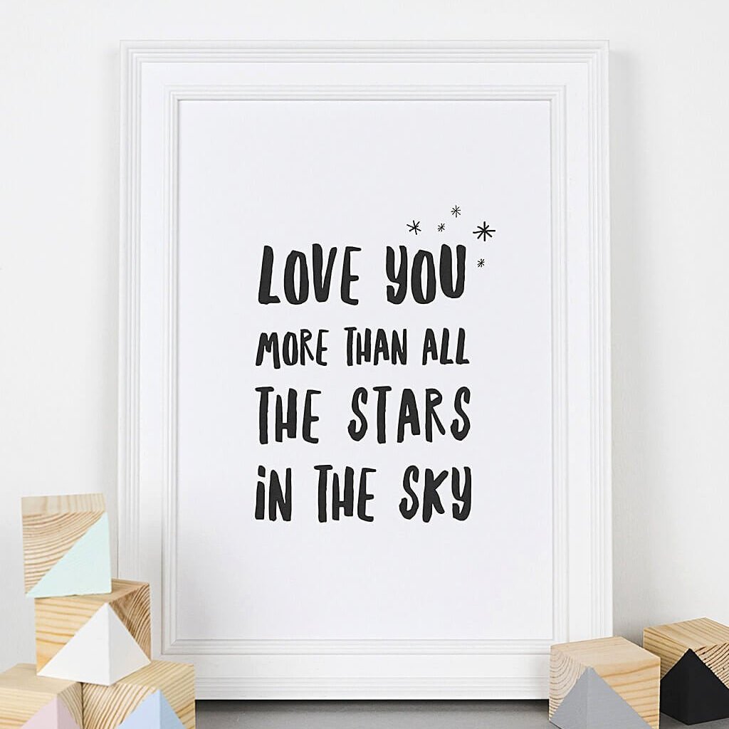 'Love You More' Minimalist Typographic Nursery Print - I am Nat Ltd - Print