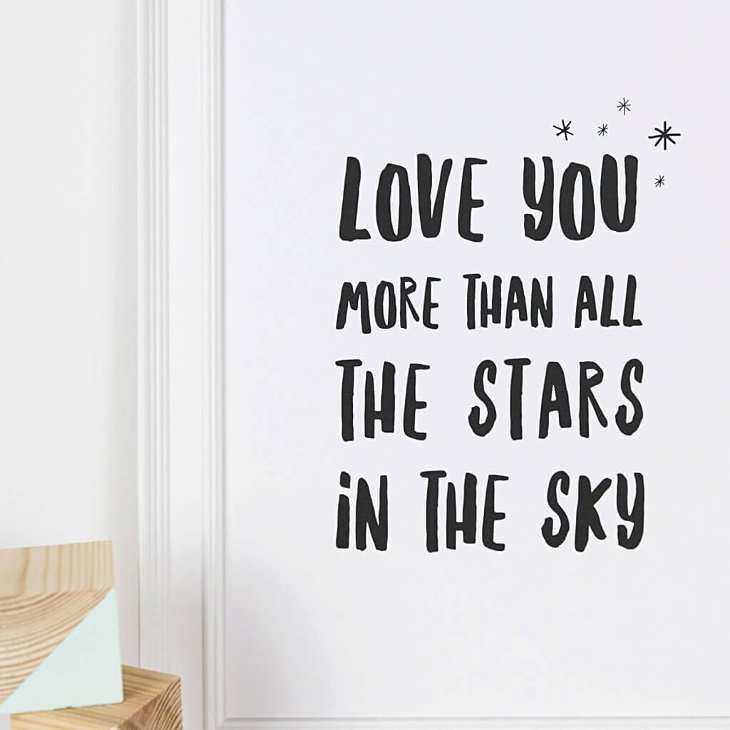 &#39;Love You More&#39; Minimalist Typographic Nursery Print - I am Nat Ltd - Print