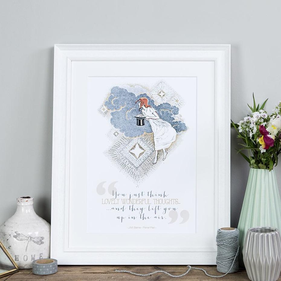 &#39;Lovely Wonderful Thoughts&#39; Peter Pan Quote Print - I am Nat Ltd - Print