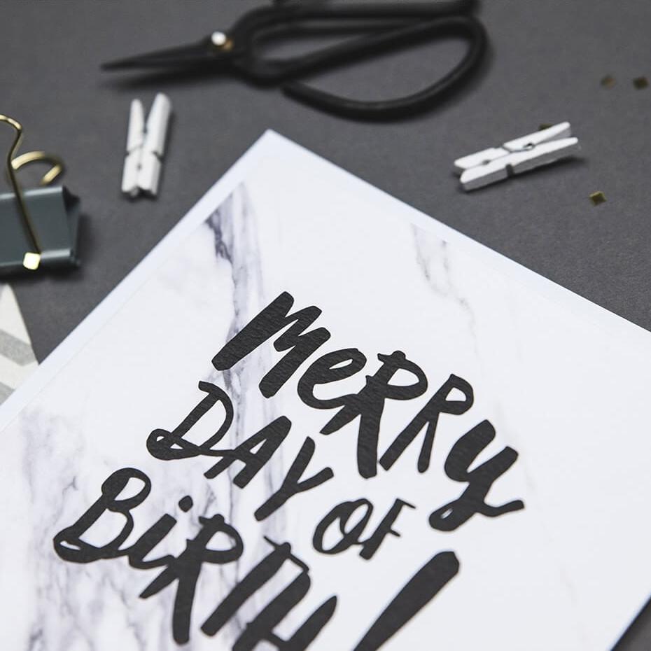 'Merry Day Of Birth!' Marble Birthday Card - I am Nat Ltd - Greeting Card