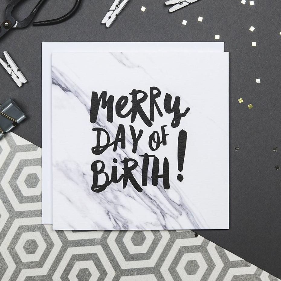 'Merry Day Of Birth!' Marble Birthday Card - I am Nat Ltd - Greeting Card