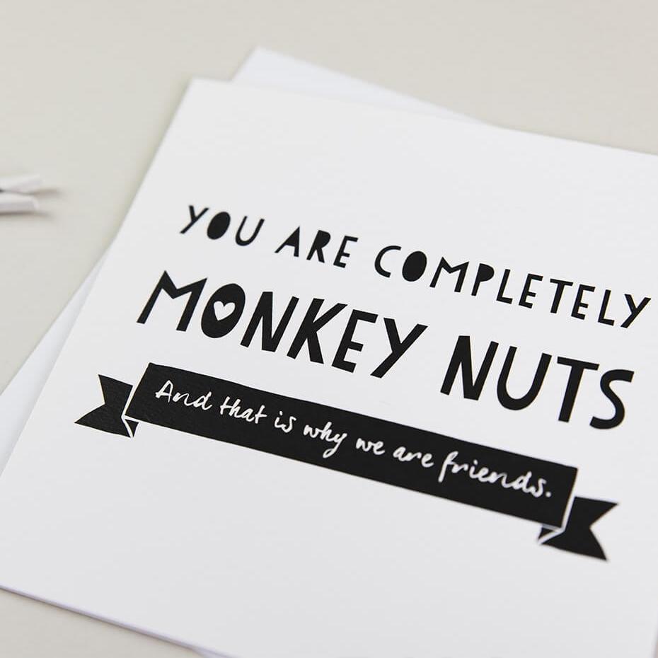 &#39;Monkey Nuts&#39; Friendship Card - I am Nat Ltd - Greeting Card