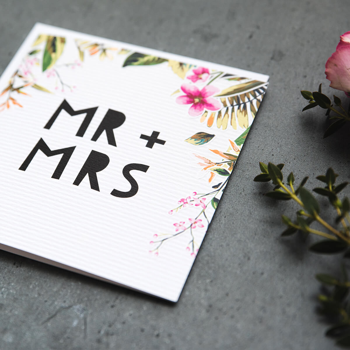 &#39;Mr + Mrs&#39; Tropical Wedding Card - I am Nat Ltd - Greeting Card