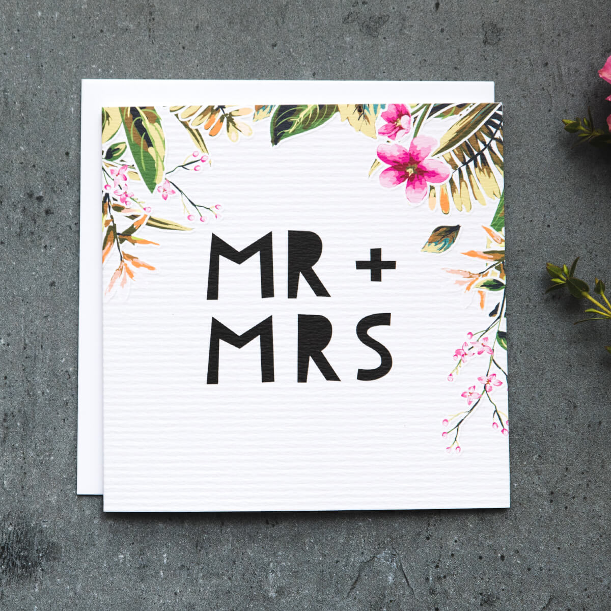 &#39;Mr + Mrs&#39; Tropical Wedding Card - I am Nat Ltd - Greeting Card