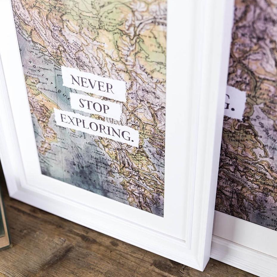 &#39;Never Stop Exploring&#39; Motivational Travel Print - I am Nat Ltd - Print