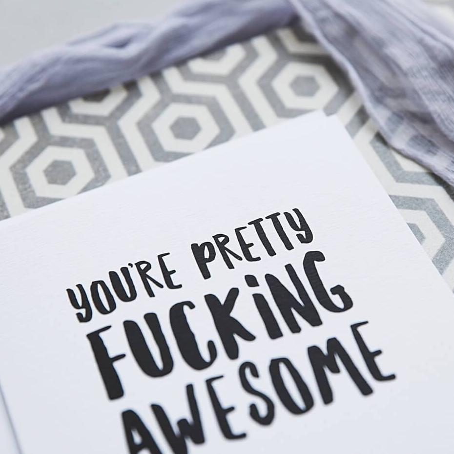 &#39;Pretty Fucking Awesome&#39; Sweary Thank You Card - I am Nat Ltd - Greeting Card