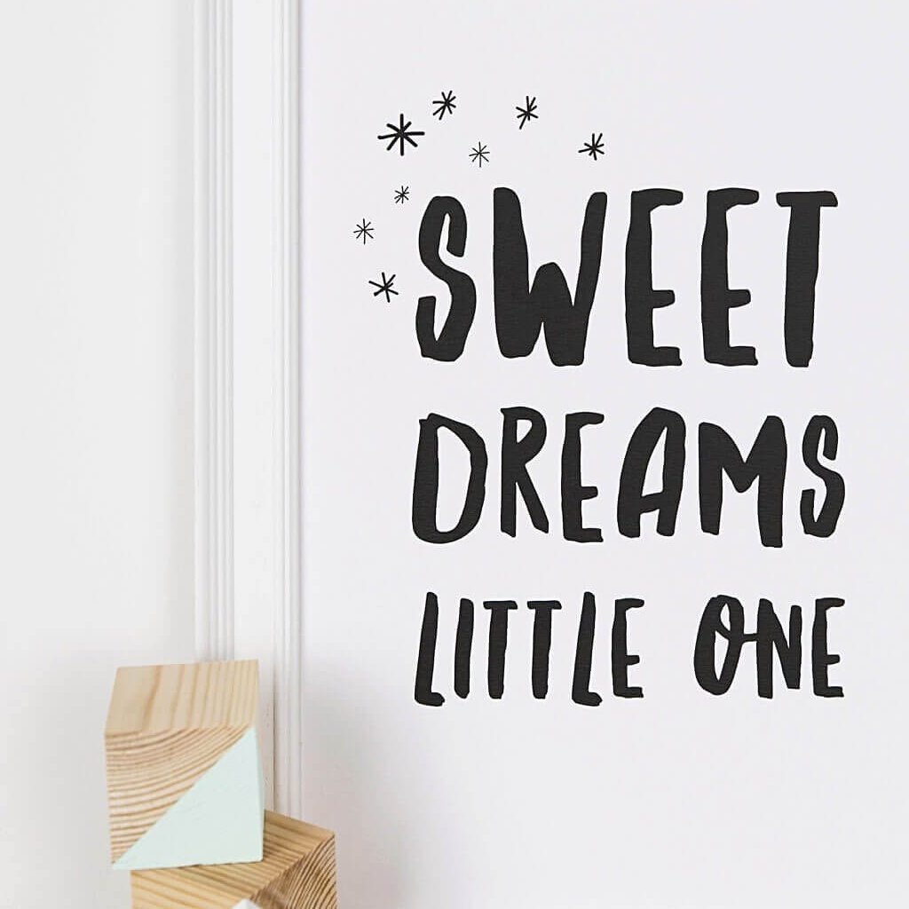 'Sweet Dreams' Monochrome Typographic Nursery Print - I am Nat Ltd - Print