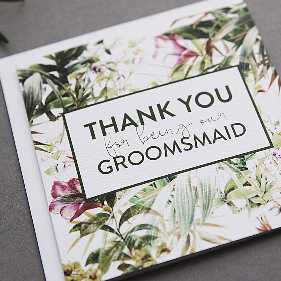 &#39;Thank You For Being Our Groomsmaid’ Wedding Card - I am Nat Ltd - Greeting Card