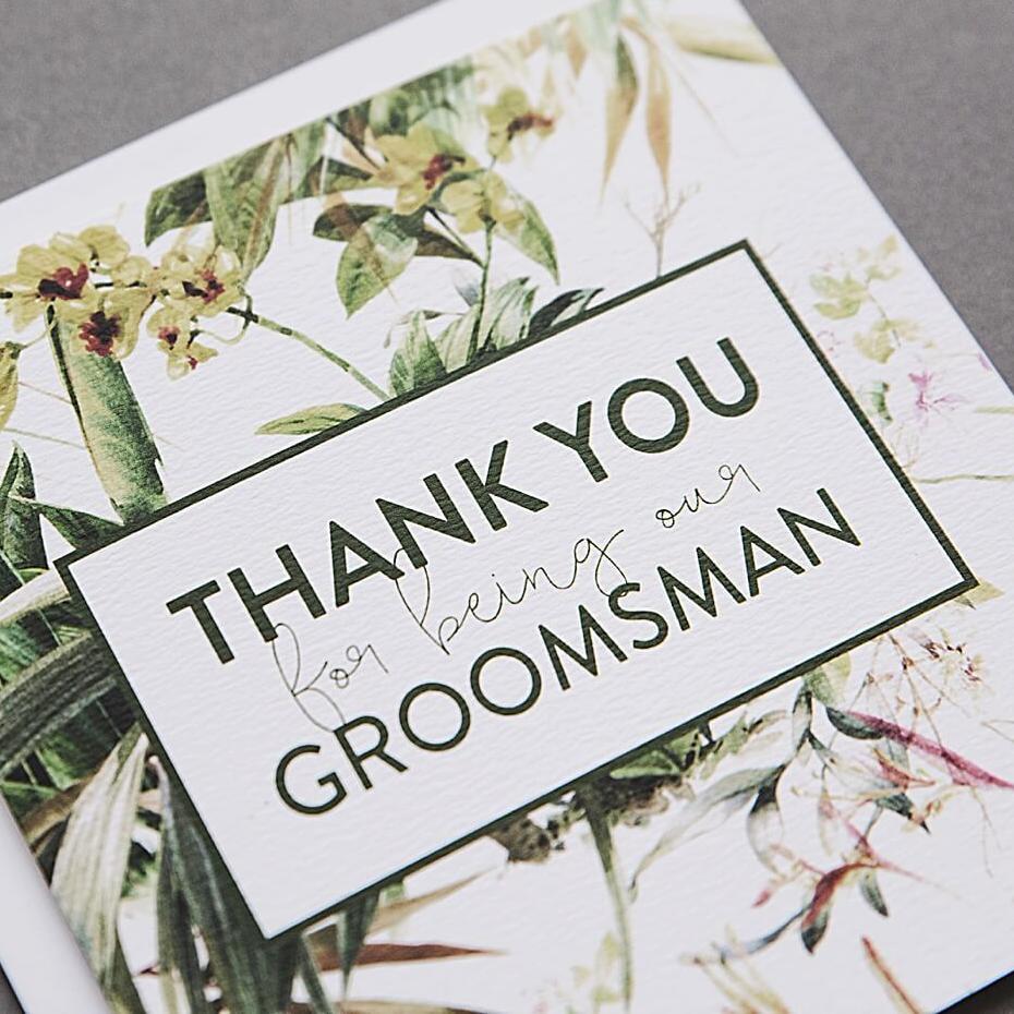 'Thank You For Being Our Groomsman’ Wedding Card - I am Nat Ltd - Greeting Card