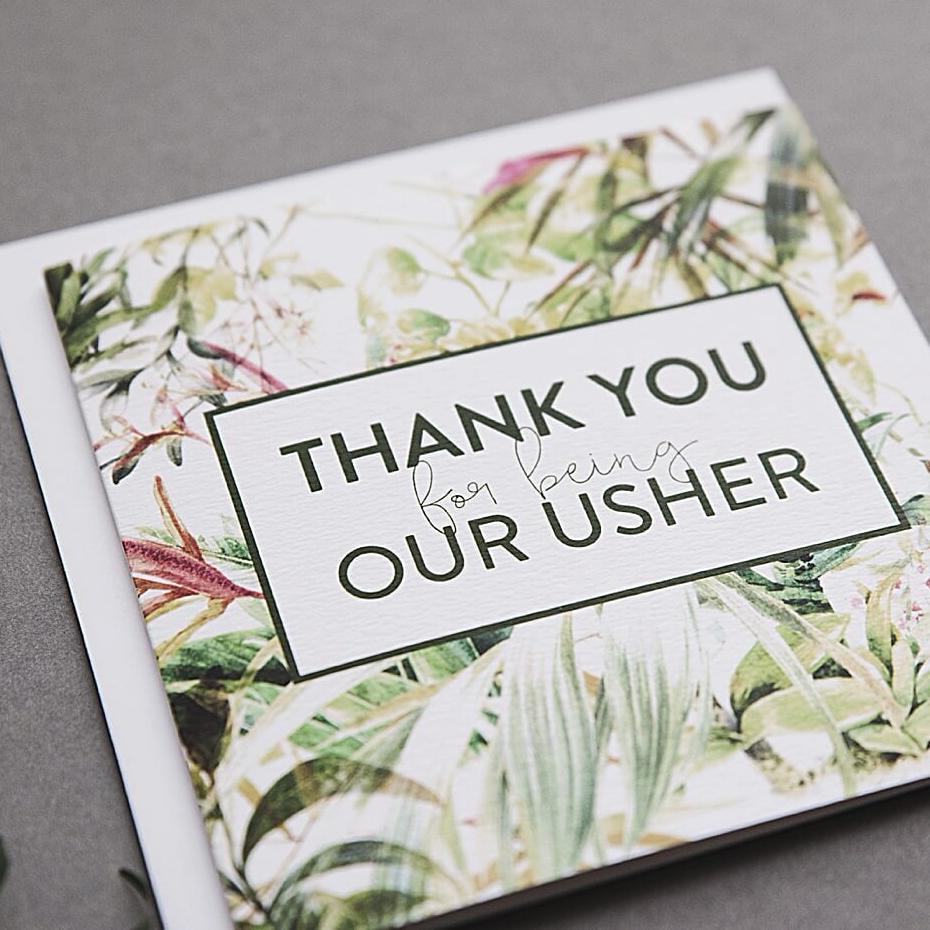 'Thank You For Being Our Usher’ Wedding Card - I am Nat Ltd - Greeting Card