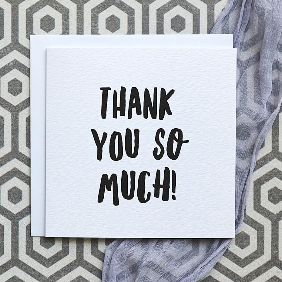 &#39;Thank You So Much&#39; Thank You Card - I am Nat Ltd - Greeting Card