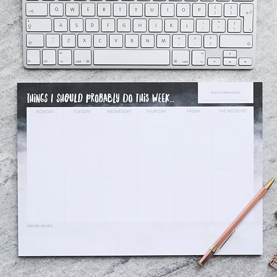 'Things I Should Probably Do' A4 Weekly Planner Desk Pad - I am Nat Ltd - Notepad