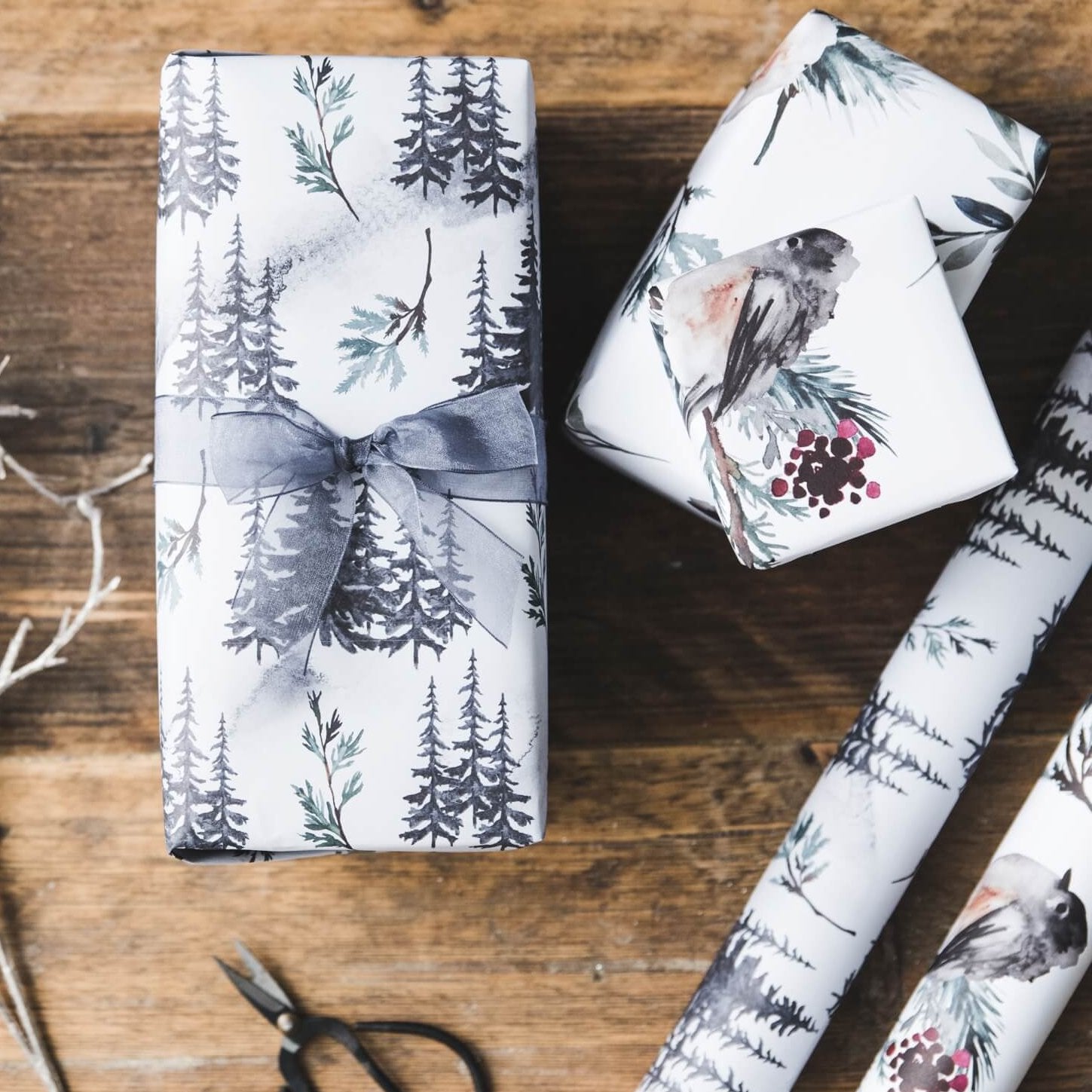 Watercolour Luxury Christmas Gift Wrap Set - I am Nat Ltd - Gift Wrap