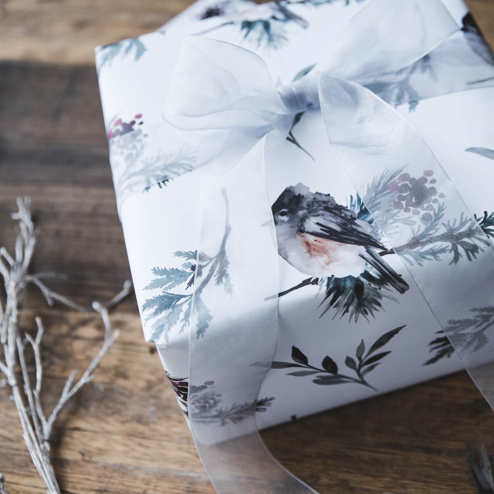 Watercolour Robin Christmas Gift Wrap - I am Nat Ltd - Gift Wrap