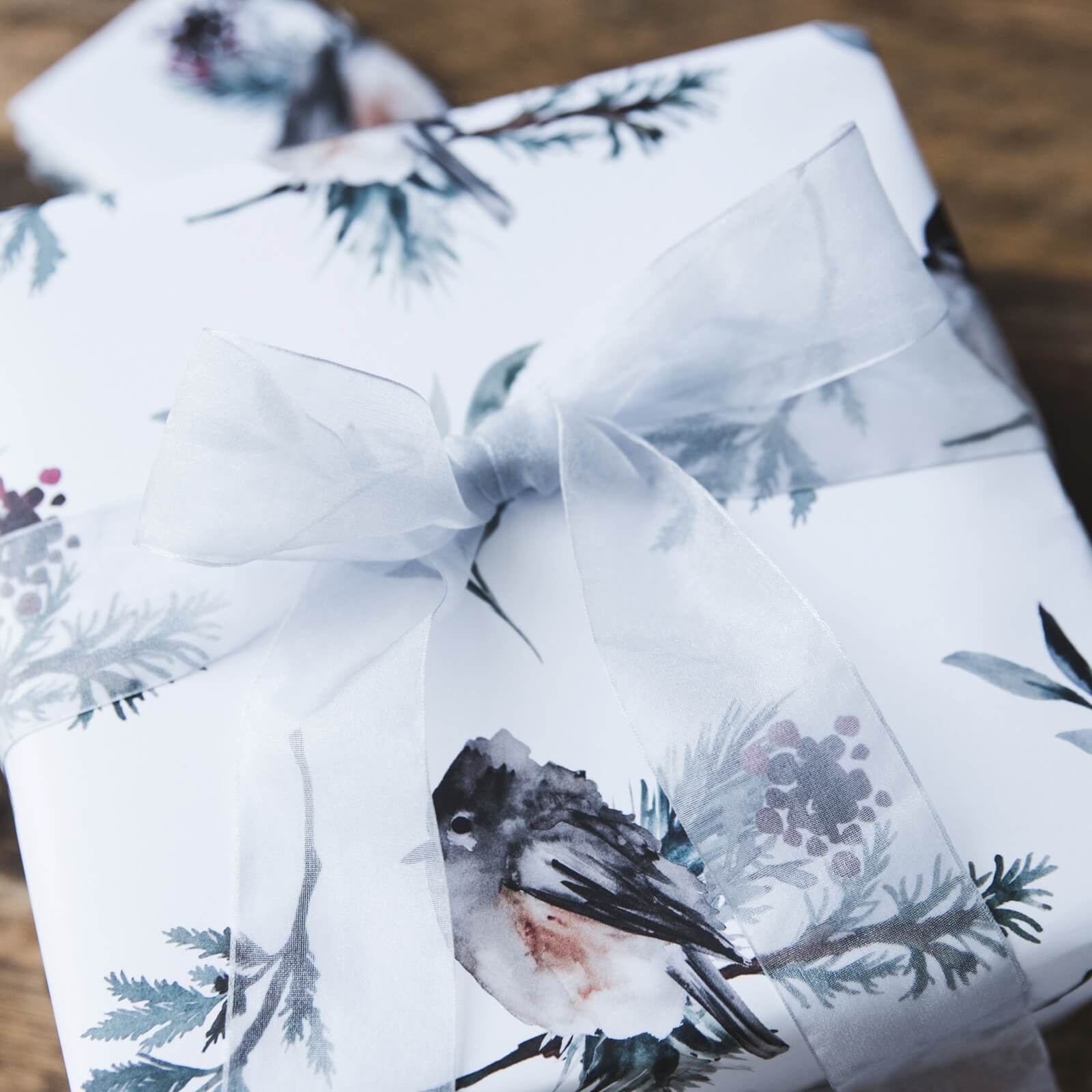 Watercolour Robin Christmas Gift Wrap - I am Nat Ltd - Gift Wrap