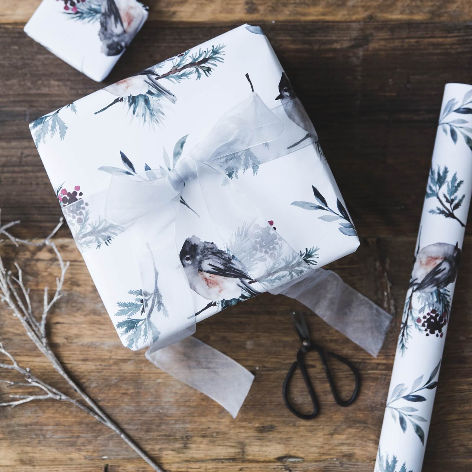 Watercolour Robin Christmas Gift Wrap - I am Nat Ltd - Gift Wrap