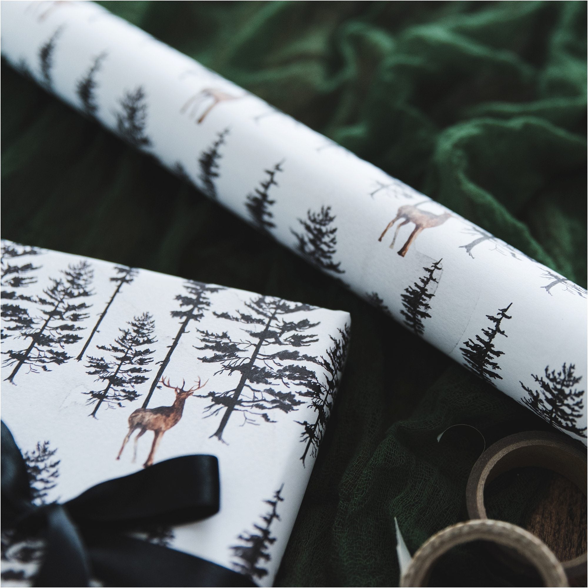 Watercolour Stag Christmas Gift Wrap - I am Nat Ltd - Gift Wrap