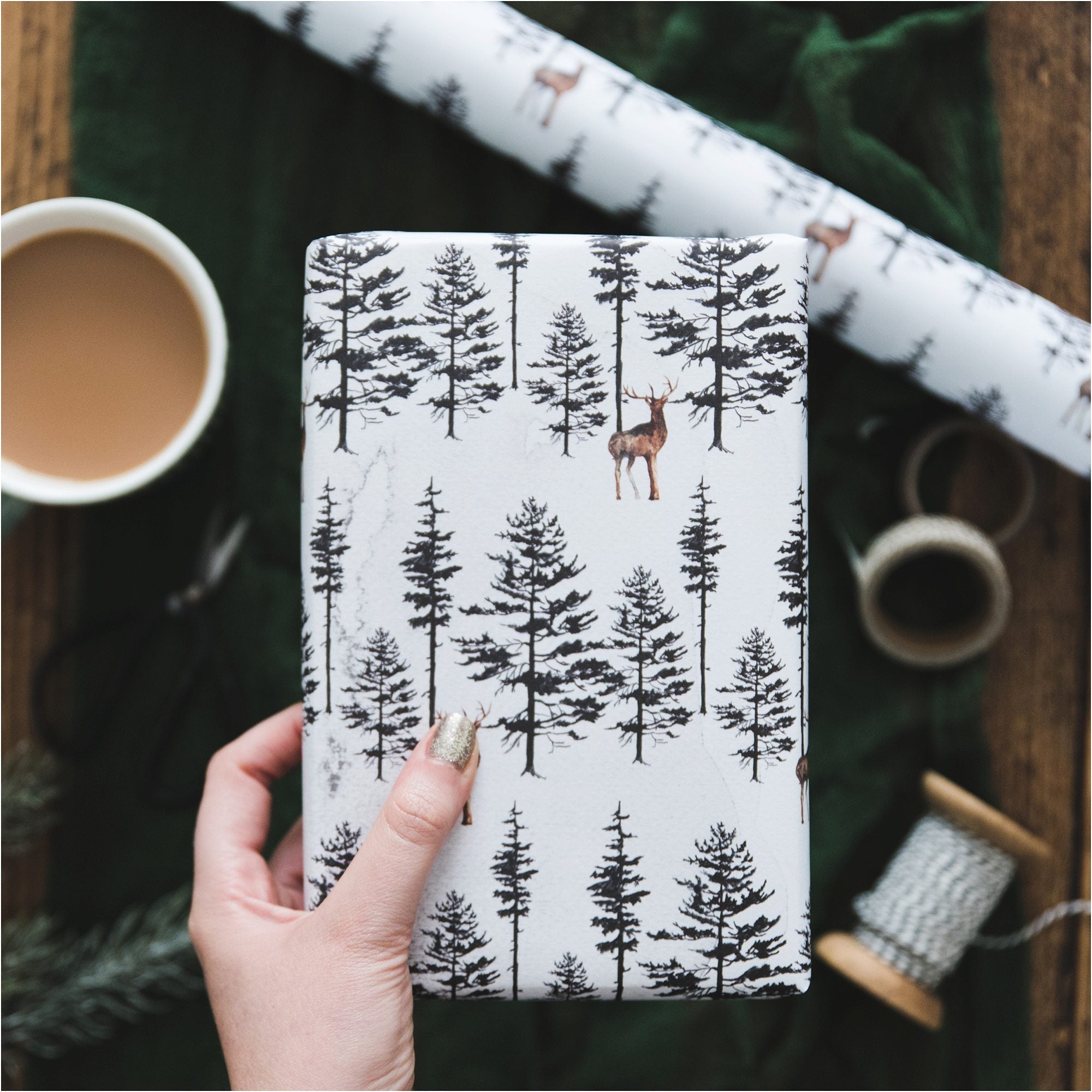 Watercolour Stag Christmas Gift Wrap - I am Nat Ltd - Gift Wrap