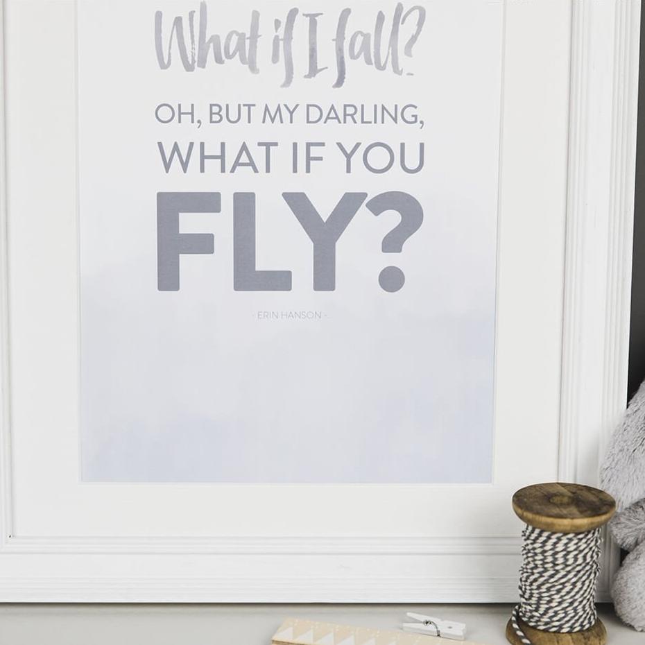 'What If I Fall?' Typographic Quote Print - I am Nat Ltd - Print