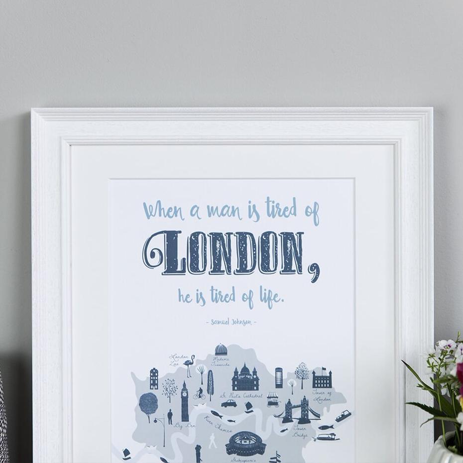 'When A Man Is Tired Of London' Quote Print - I am Nat Ltd - Print