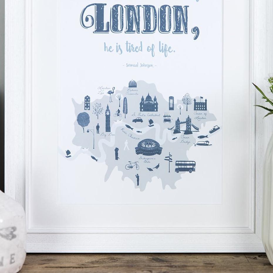 'When A Man Is Tired Of London' Quote Print - I am Nat Ltd - Print