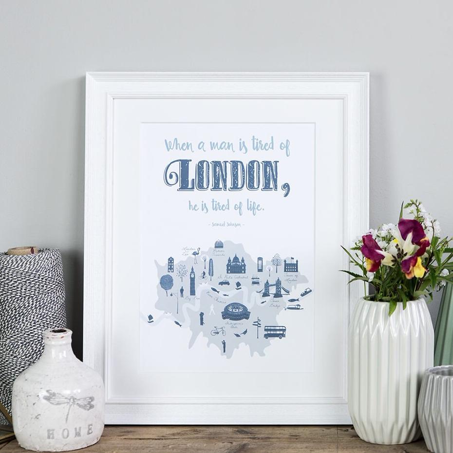 &#39;When A Man Is Tired Of London&#39; Quote Print - I am Nat Ltd - Print