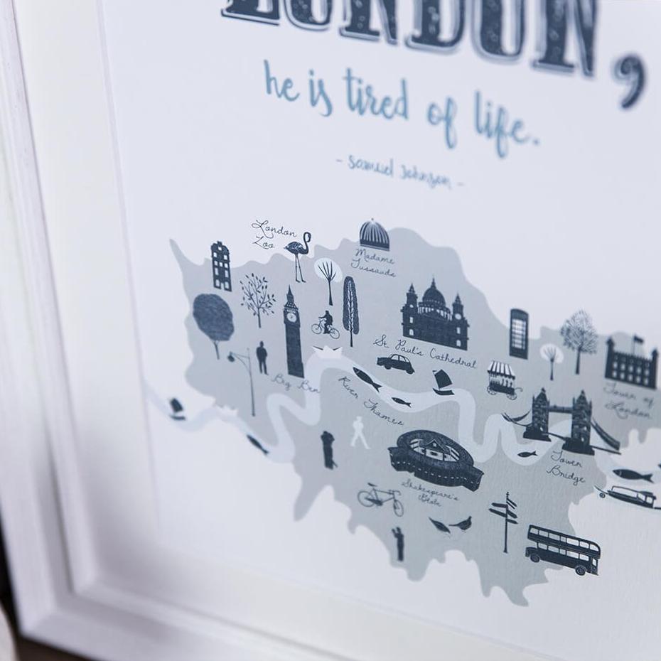 'When A Man Is Tired Of London' Quote Print - I am Nat Ltd - Print