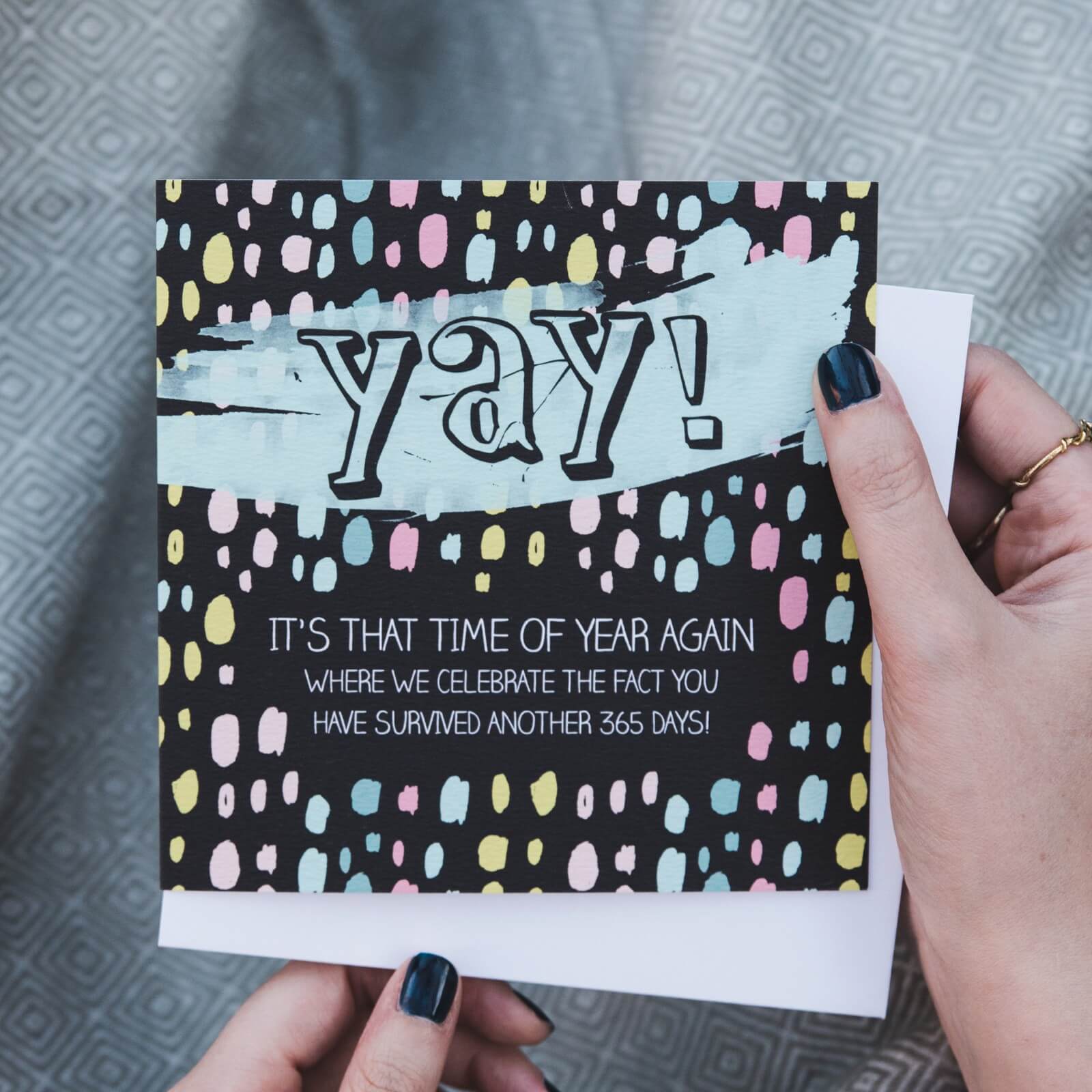 ‘Yay!’ Funny Birthday Card - I am Nat Ltd - Greeting Card