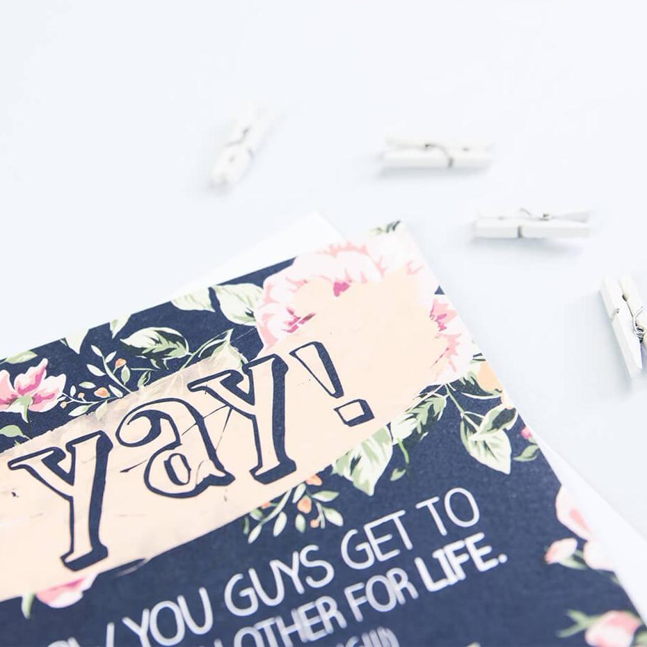 ‘Yay!’ Sarcastic Wedding And Engagement Card - I am Nat Ltd - Greeting Card