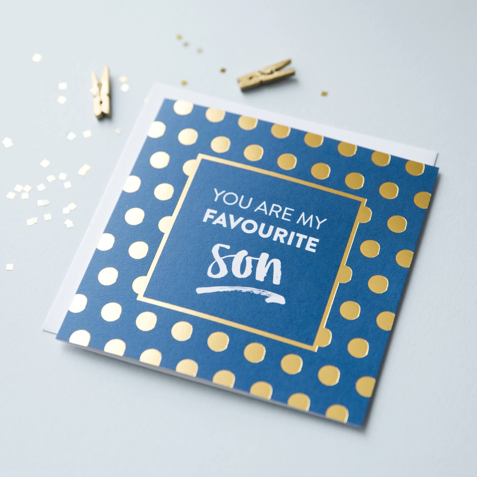 'You Are My Favourite Son' Gold Foil Card - I am Nat Ltd - Greeting Card