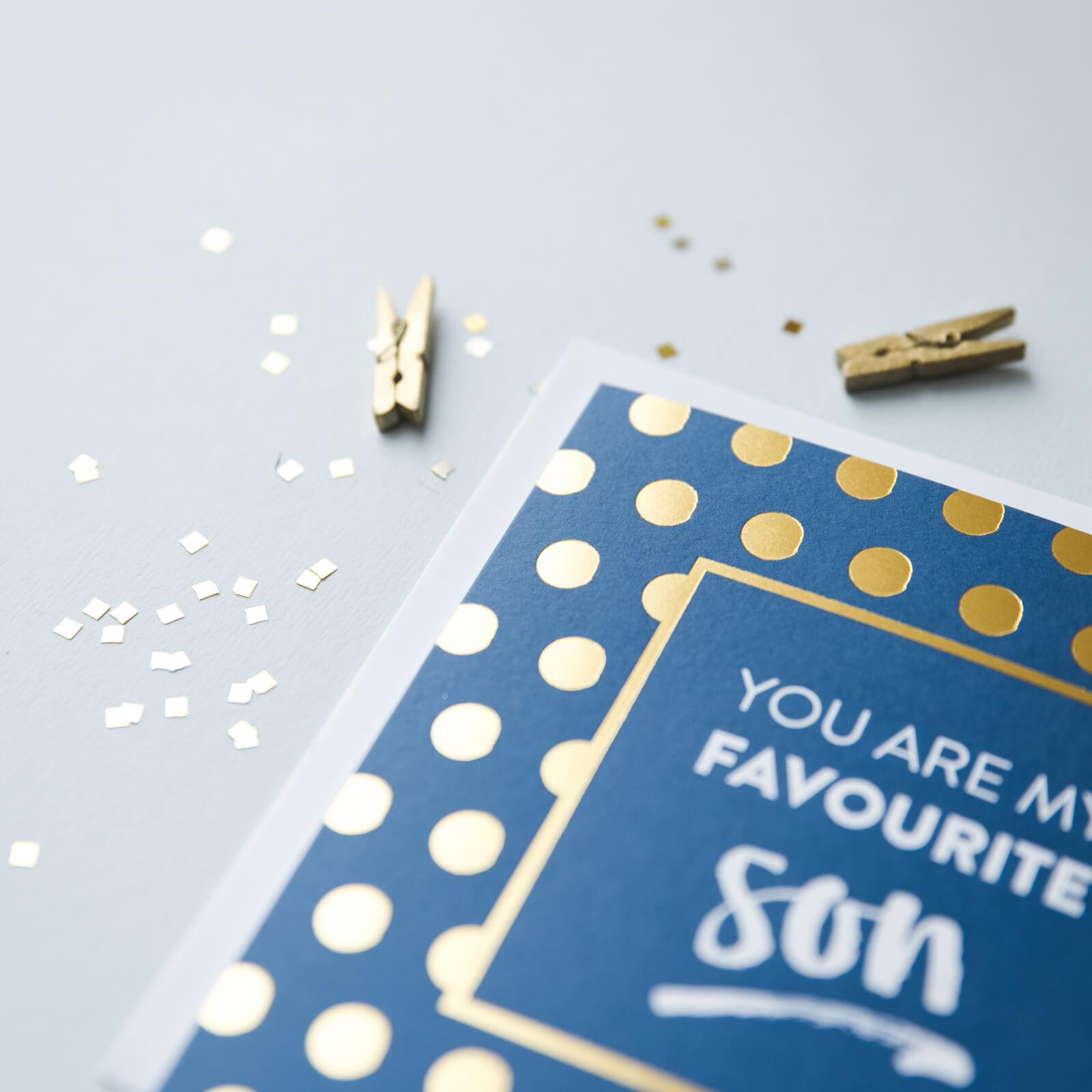 'You Are My Favourite Son' Gold Foil Card - I am Nat Ltd - Greeting Card