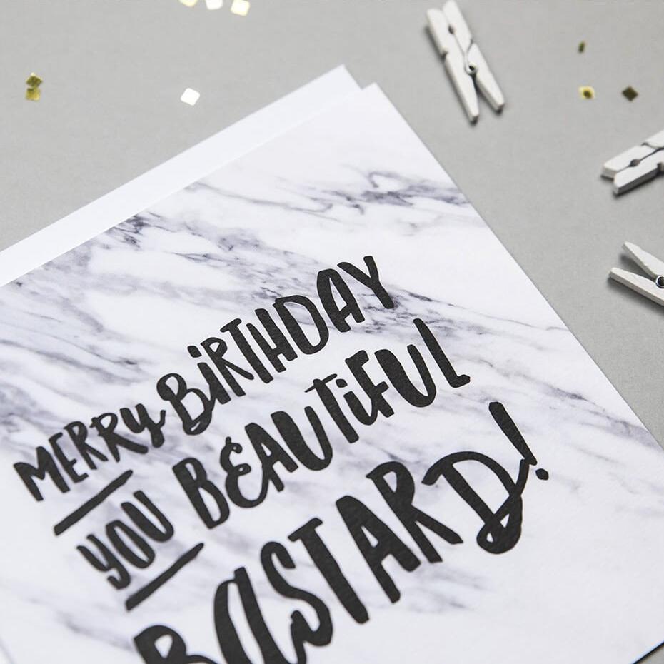 'You Beautiful Bastard' Swear Word Birthday Card - I am Nat Ltd - Greeting Card