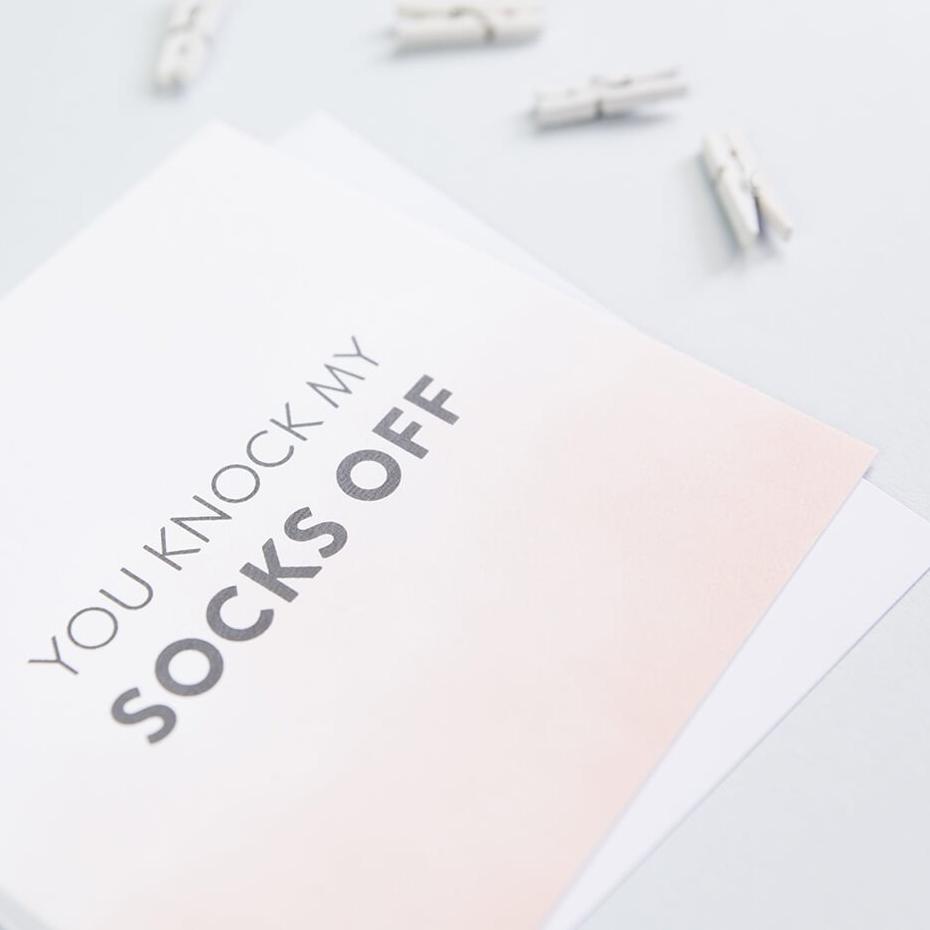 'You Knock My Socks Off’ Funny Anniversary Card - I am Nat Ltd - Greeting Card